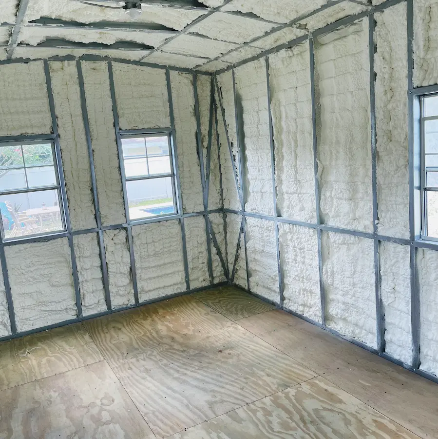 Closed-cell spray foam insulation applied to wall cavities in a residential project in Sewickley